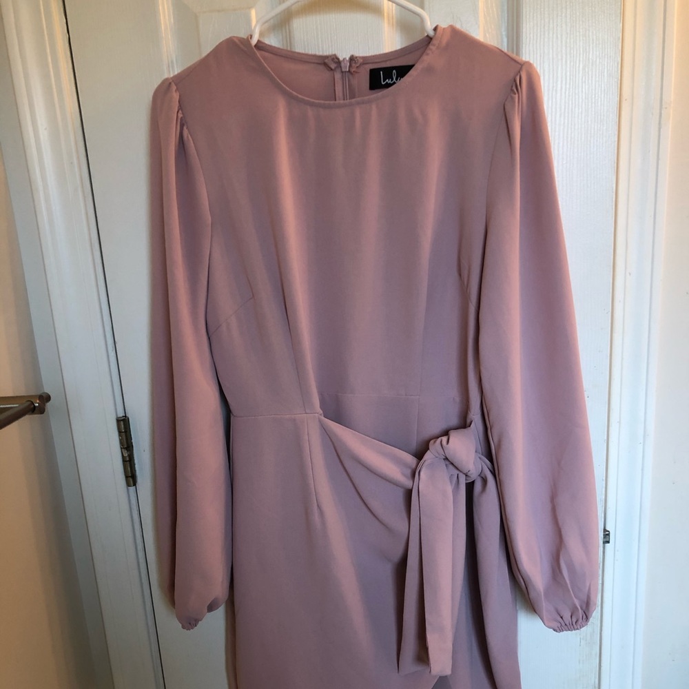 LuLus Blush Tie Dress - Picture 1 of 4